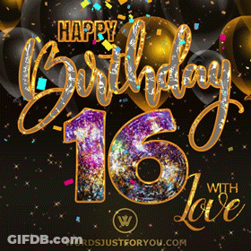 Happy 16Th Birthday With Love Greeting Card GIF