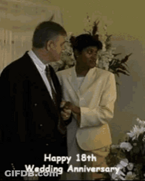 Happy 18 Wedding Anniversary Cute Couple Kiss GIF