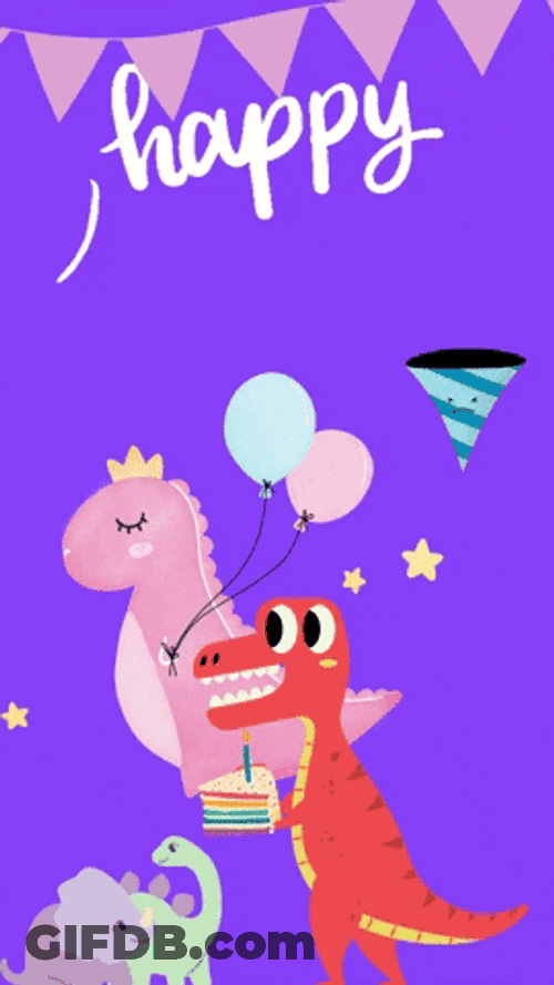 Happy 1St Birthday Animated Dinosaurs GIF