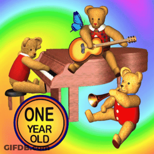 Happy 1St Birthday Bears Playing Instruments GIF