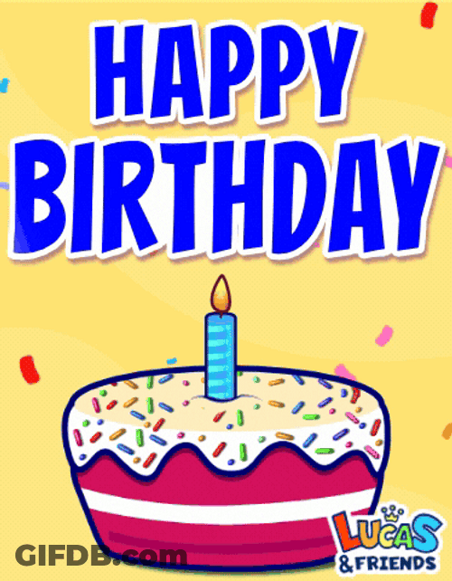 Happy 1St Birthday Cake With Confetti GIF