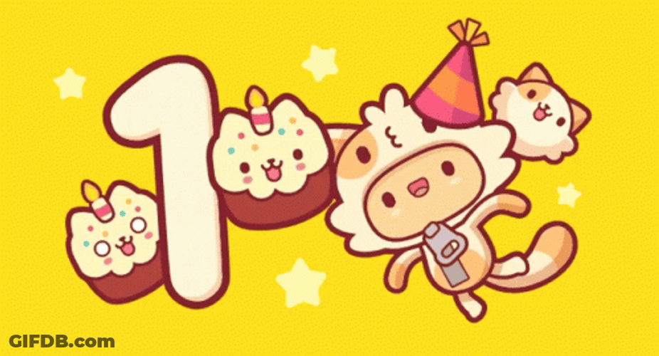 Happy 1St Birthday Cute Cats With Cupcakes GIF