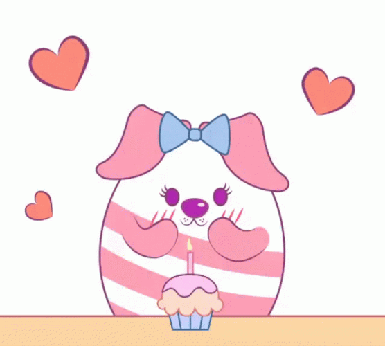 Happy 1St Birthday Pink Dog With Cupcake GIF