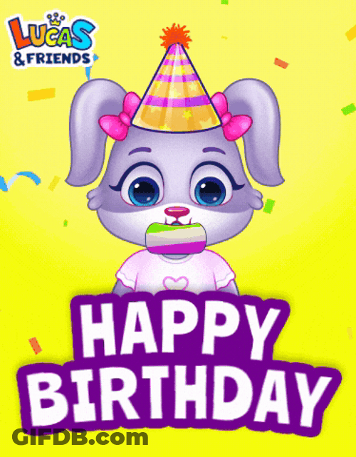 Happy 1St Birthday Ruby Blowing Party Horn GIF