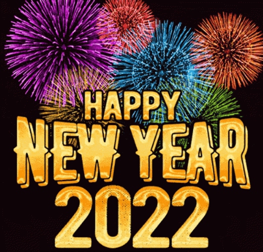 Happy 2022 Colorful Fireworks GIF