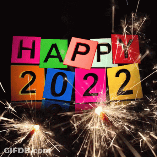 Happy 2022 Logo With Fireworks GIF