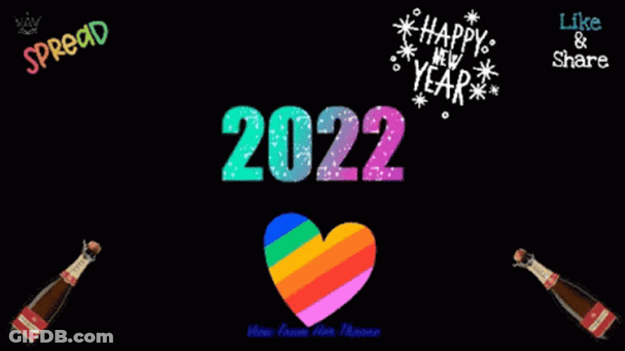 Happy 2022 Multicolor Neon Effect Text GIF