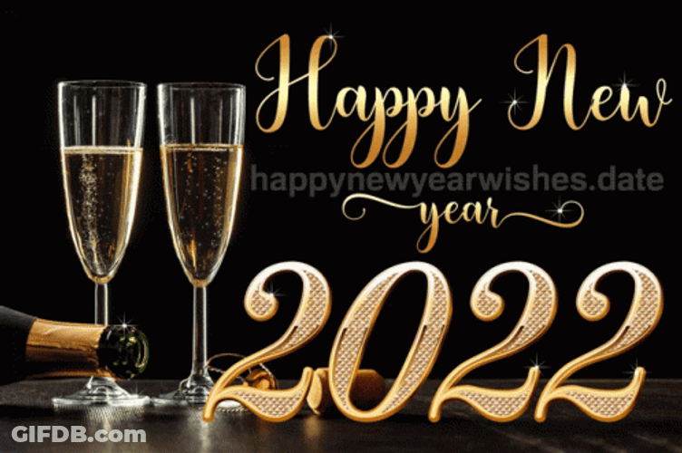 Happy 2022 New Year Champagne GIF