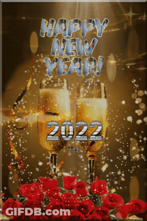 Happy 2022 New Year Sparkling Wine GIF