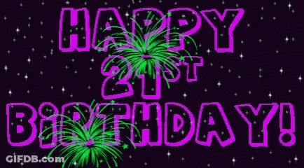 Happy 21St Birthday Card With Fireworks GIF