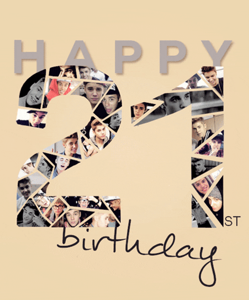 Happy 21St Birthday Collage Of Justin Bieber GIF
