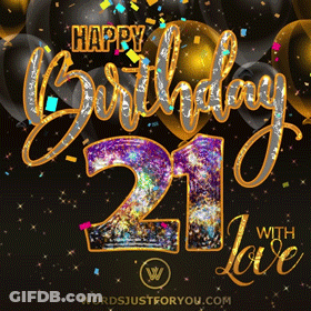 Happy 21St Birthday Greeting Card With Balloons GIF
