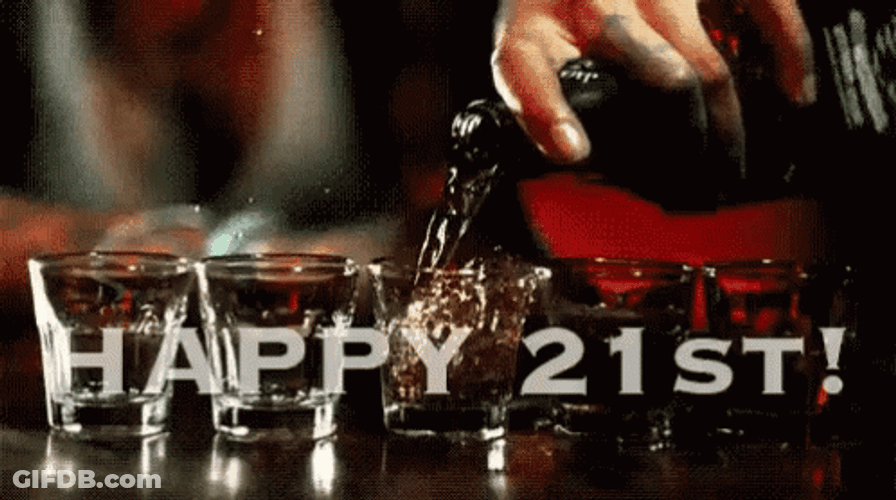 Happy 21St Birthday Hand Pouring Liquor Into Glasses GIF