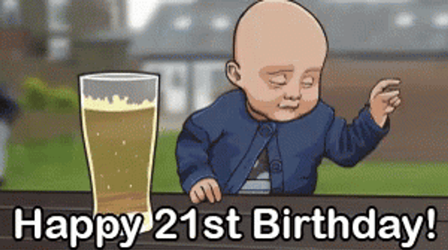 Happy 21St Birthday Little Man With Beer GIF