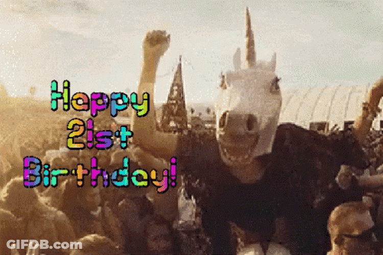 Happy 21St Birthday Person With Unicorn Head GIF
