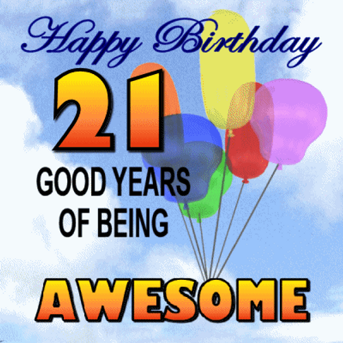 Happy 21St Birthday Spinning Colorful Balloons GIF