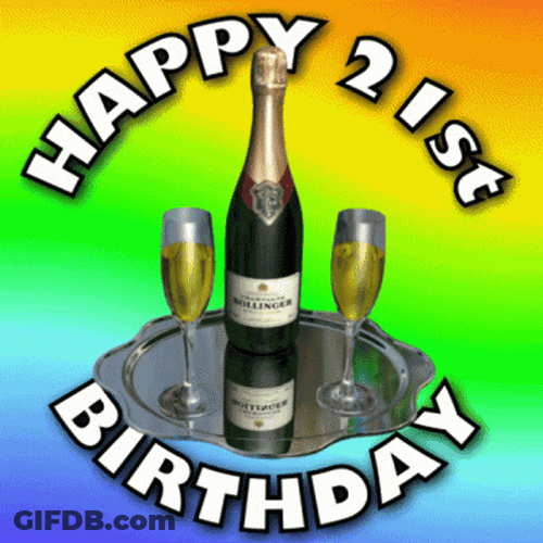 Happy 21St Birthday With Champagne GIF