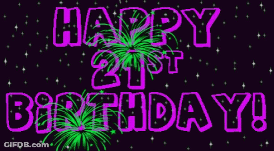 Happy 21St Birthday With Fireworks GIF