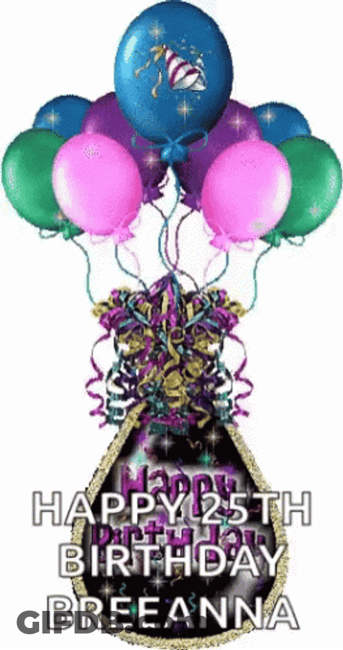 Happy 25Th Birthday Breeanna Blinking Greeting GIF