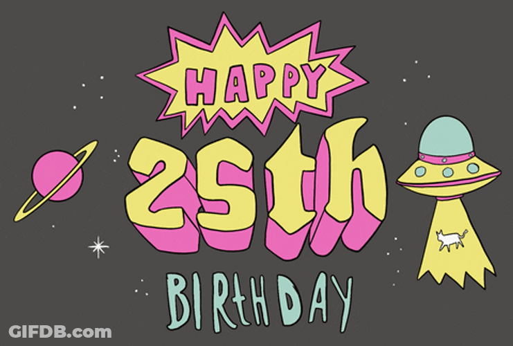 Happy 25Th Birthday Space Artwork Greeting GIF