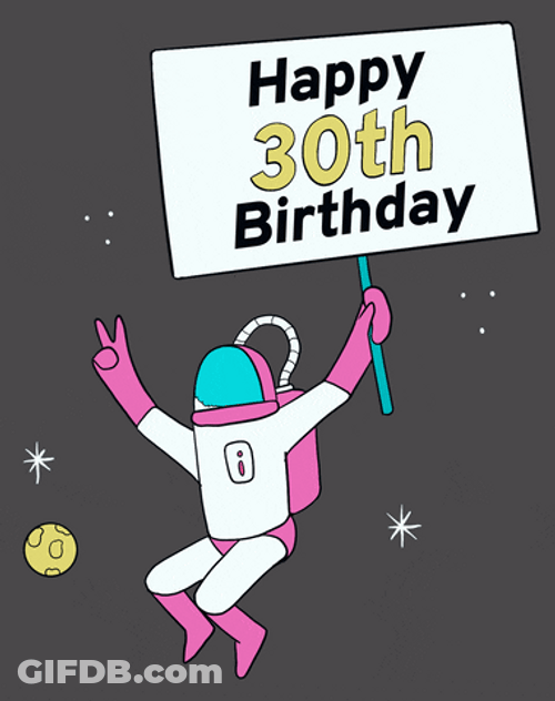 Happy 30Th Birthday Pink Astronaut In Space GIF