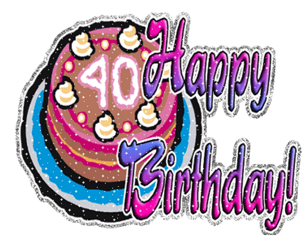 Happy 40Th Birthday Cake Greeting Glitters GIF