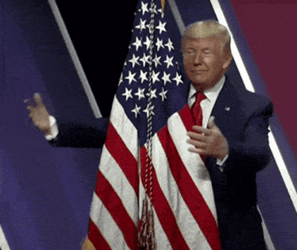 Happy 4Th America Donald Trump Hugs The Flag GIF