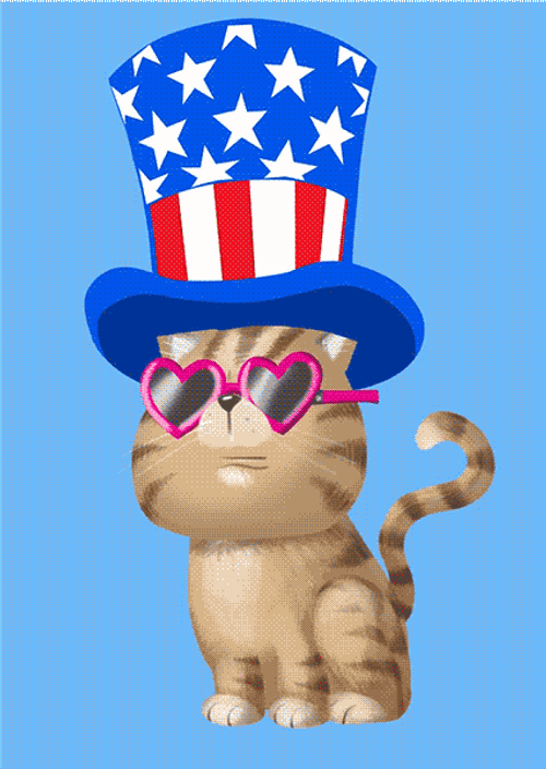 Happy 4Th Cartoon Cat Patriotic Hat GIF