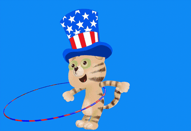 Happy 4Th Cat Hula Hoop Animation GIF