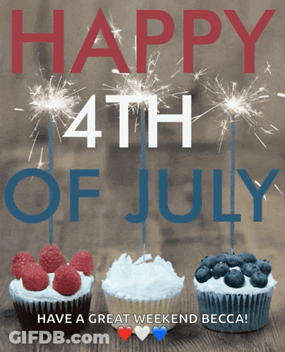 Happy 4Th July Greeting Card Sparklers Cupcakes GIF