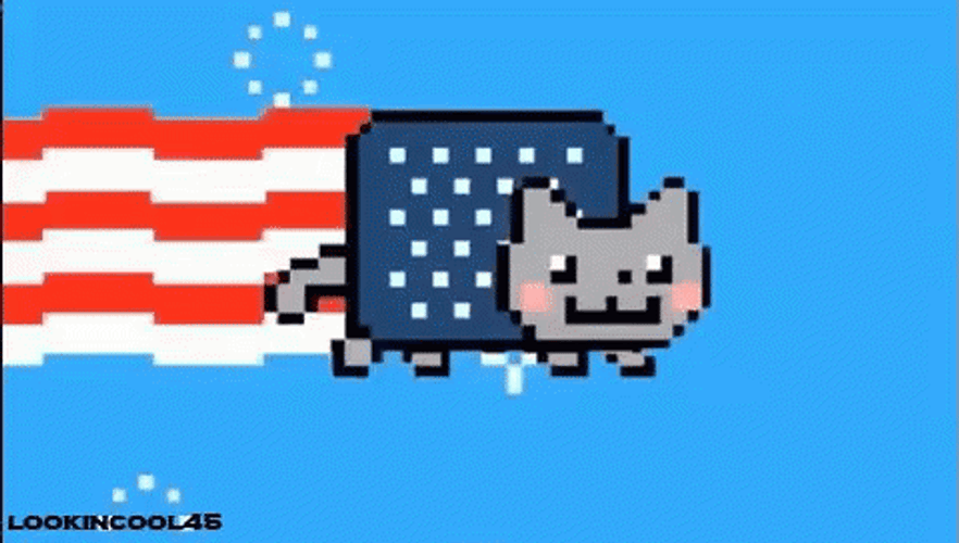 Happy 4Th Nyan Cat Flag Trail Pixel Art GIF
