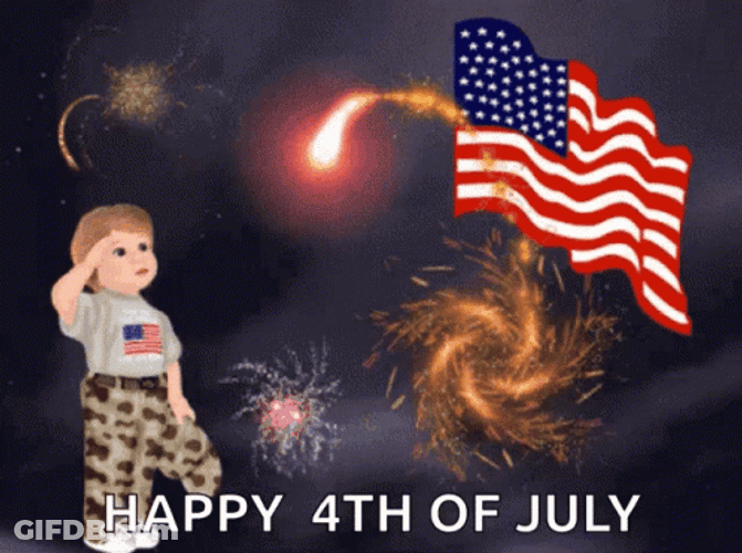 Happy 4Th Of July  American Boy Cartoon Salute GIF