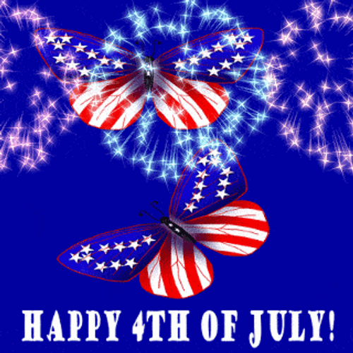 Happy 4Th Of July American Flag Butterflies GIF