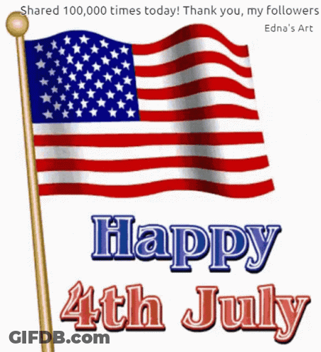 Happy 4Th Of July American Flag Greeting Card GIF
