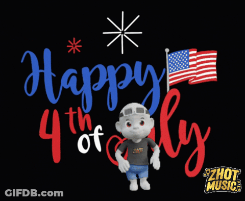 Happy 4Th Of July Blue On Black GIF