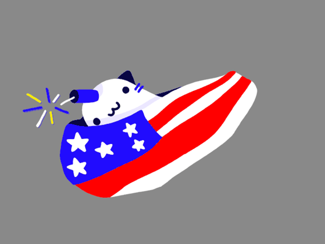 Happy 4Th Of July Cute Cat American Pride GIF