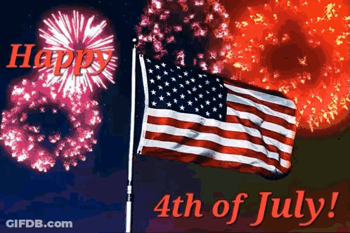Happy 4Th Of July Fireworks American Flag GIF