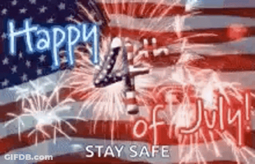 Happy 4Th Of July Fireworks And American Flag GIF