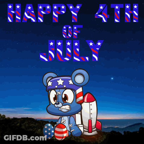 Happy 4Th Of July Greeting Card With Rocket GIF