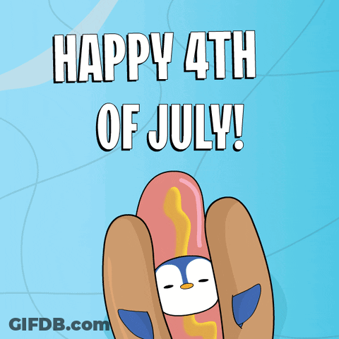 Happy 4Th Of July Hot Dog With Penguin Inside GIF