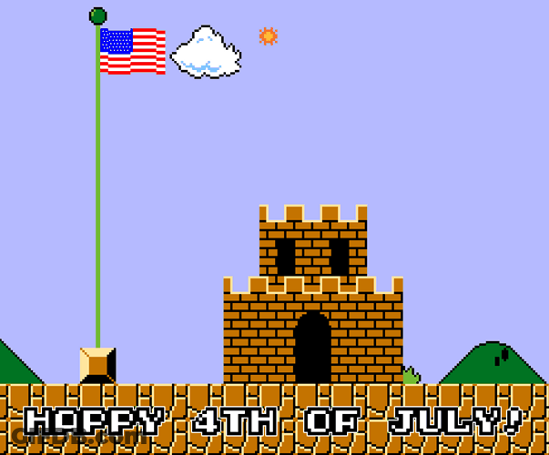 Happy 4Th Of July Mario Castle Fireworks GIF