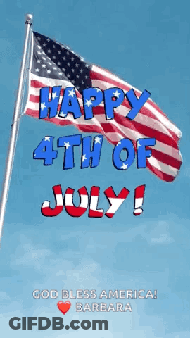Happy 4Th Of July Message With American Flag GIF