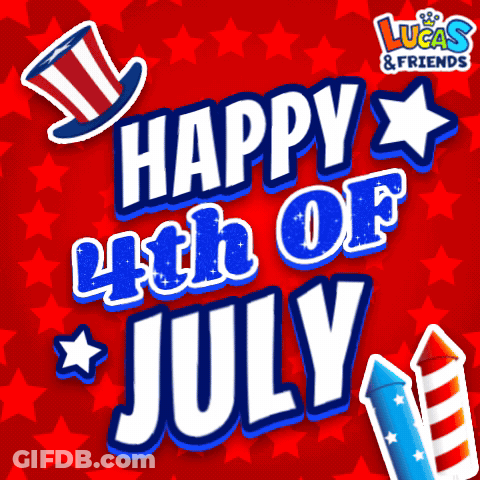 Happy 4Th Of July On Red Background With Stars GIF