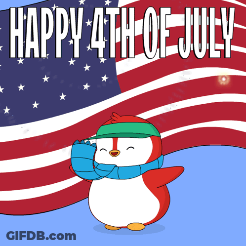 Happy 4Th Of July Penguin Saluting GIF