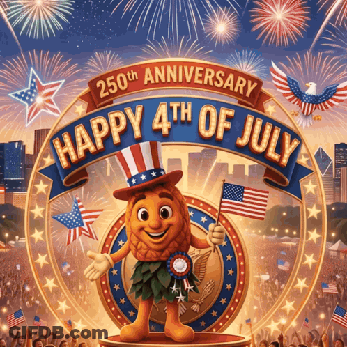 Happy 4Th Of July Pineapple Mascot GIF