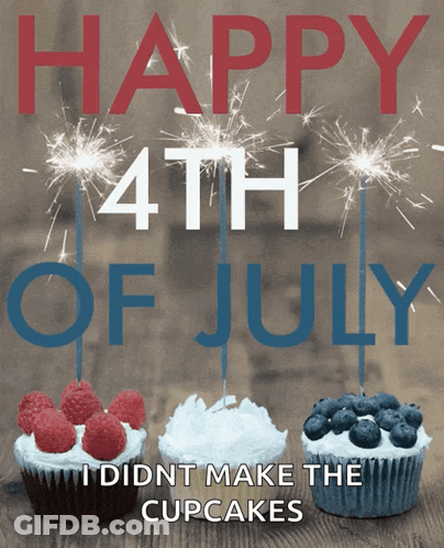Happy 4Th Of July Poster With Cupcakes And Sparklers GIF