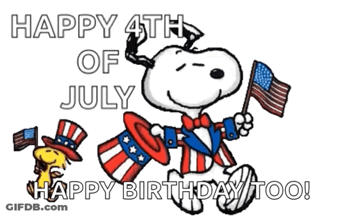 Happy 4Th Of July Snoopy Holding American Flag GIF