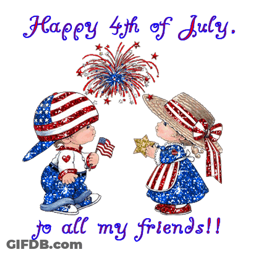 Happy 4Th Of July To My Friends Cute Cartoon GIF
