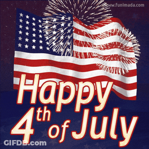 Happy 4Th Of July With Flag And Fireworks GIF