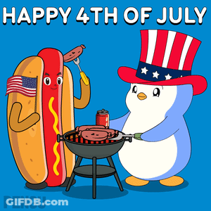 Happy 4Th Of July With Hot Dog And Penguin GIF
